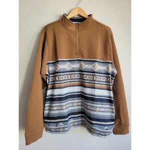 NWT Southwestern Quarter Zip Mens XL Pullover Brown Geometric